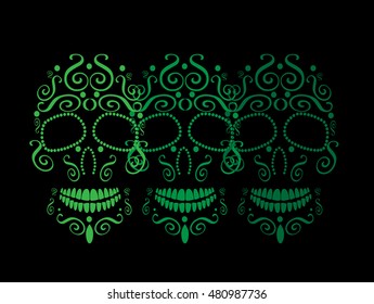 Skull vector background for fashion design, patterns, tattoos, day of the dead