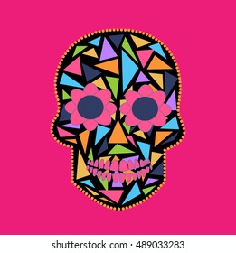 Skull vector background for fashion design, patterns, tattoos neon color