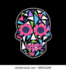 Skull vector background for fashion design, patterns, tattoos neon color