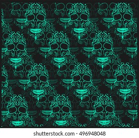 Skull vector background for fashion design, patterns, tattoos