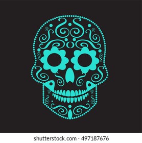 Skull vector background for fashion design, patterns, tattoos with flower eyes