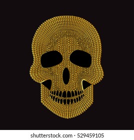 Skull vector background for fashion design, patterns, tattoos gold color 