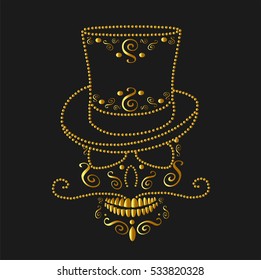Skull vector background for fashion design, patterns, tattoos with cylinder hat