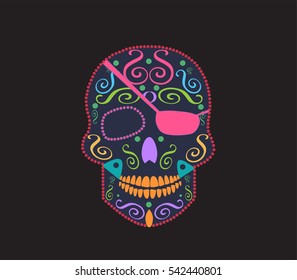 Skull vector background for fashion design, patterns, tattoos pirate
