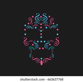 Skull vector background for fashion design, patterns, tattoos