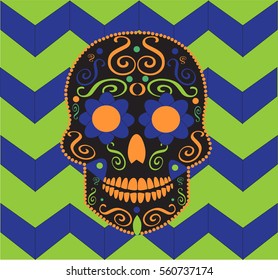 Skull vector background with many colors 