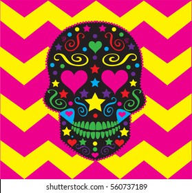 Skull vector background with many colors 