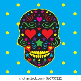 Skull vector background with many colors 