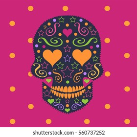 Skull vector background with many colors 