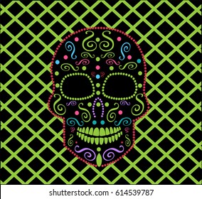 Skull vector background neon color ornament