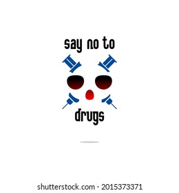 skull vector background with two injections and say no to drugs