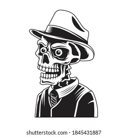 Skull Vector Black and White for Emblem, Clipat, Logo, Illustration, T-Shirt, etc.