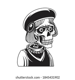 Skull Vector Black and White for Emblem, Clipat, Logo, Illustration, T-Shirt, etc.