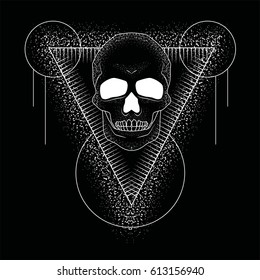 skull vector. black and white. triangle
