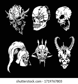 el vector de cráneo puede ser usado para gráficos, diseño de camisetas, icono de música, etc