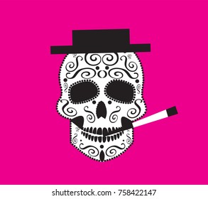 Skull vector with cigarette 