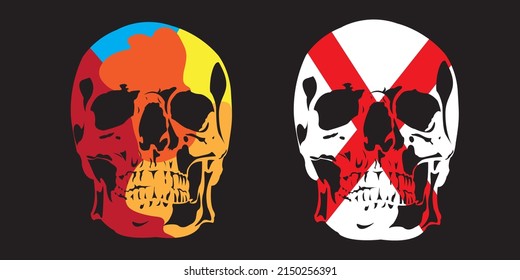 skull vector, skull collection with cross logo and abstract color suitable for metal or underground music logo or icon design

