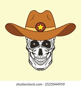 Vetor do crânio em chapéu de cowboy