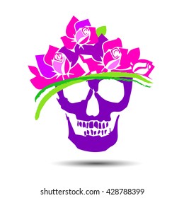 skull vector dead skeleton halloween illustration, flower