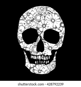 skull vector dead skeleton halloween illustration, flower