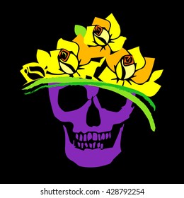 skull vector dead skeleton halloween illustration, flower