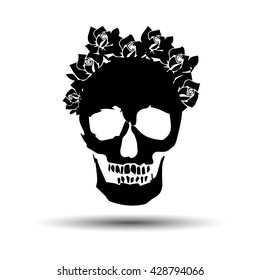skull vector dead skeleton halloween illustration, flower