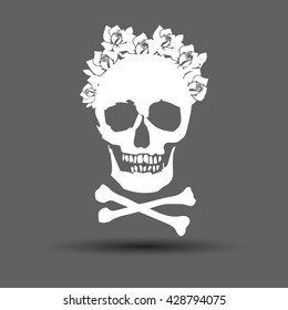 skull vector dead skeleton halloween illustration, flower