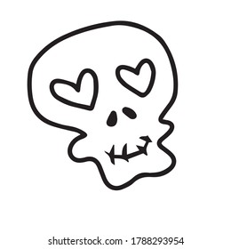 A skull .Vector design for banners and Halloween greeting cards.Coloring