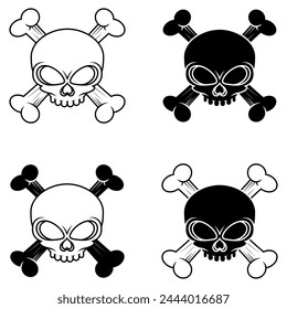 Skull vector design in cartoon style, skull with bones for Halloween
