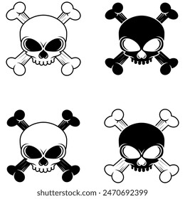 Skull vector design in cartoon style, skull with bones for Halloween