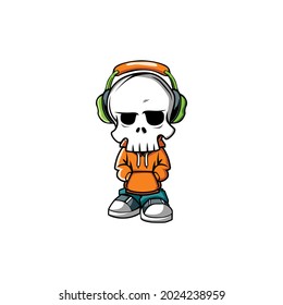 Skull Vector Design In Hip Hop Style 