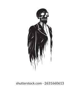 Skull vector design wearing a suit in black and white color. Perfect for design elements or clothing business needs