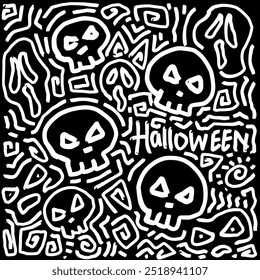 skull vector design with white abstract pattern suitable for stickers, halloweeen