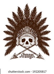 skull vector design.American indian t-shirt graphics