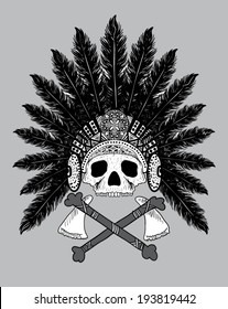 skull vector design.American indian t-shirt graphics