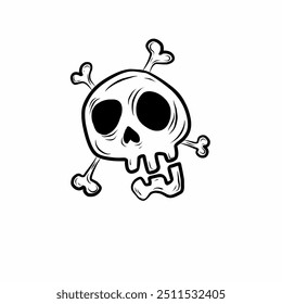 skull vector doodles isolated white background