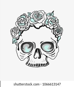 skull vector drawing print