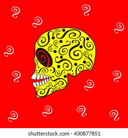 skull vector for fashion design, background or tattoo neon color blue