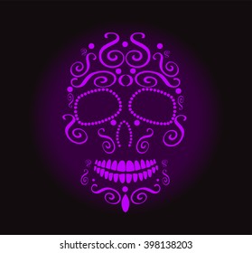 Skull vector for fashion design, tattoo or background purple