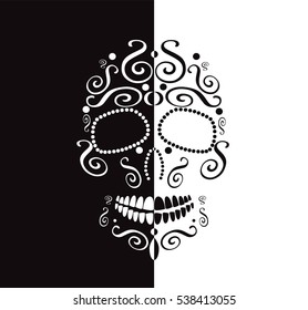 Skull vector for fashion design, tattoos or patterns two colors