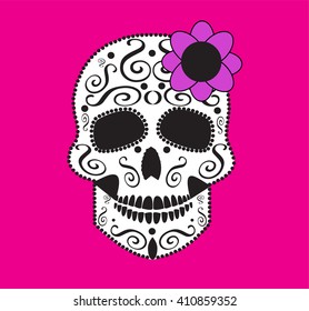 Skull vector with flower for fashion design, pattern, background or tattoo