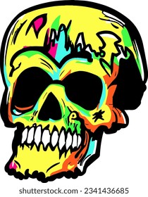 Vector de cráneo, graffiti, ilustración, diseño, arte