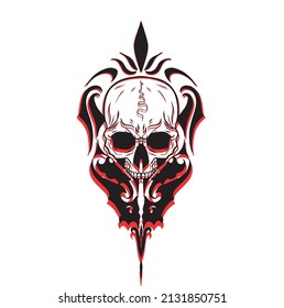 Skull vector graphic design illustration, Art tattoo sketch, hand draw, print use,icon