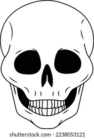 Skull vector graphic transparent illustration. editable stroke.
