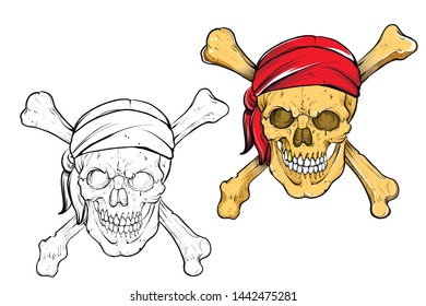 skull vector graphics Color illustrations eps 10 bones pirates smoke 