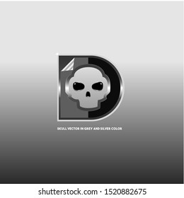 skull vector in grey and silver 
