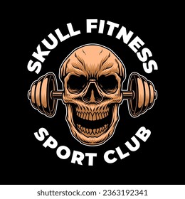 Skull vector for gym fitness logo design