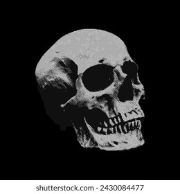 Skull vector halftone dotted black and white
