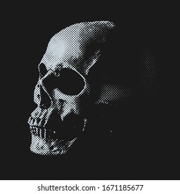 Skull vector halftone dotted grunge texture