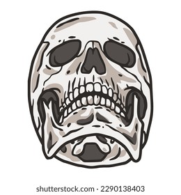 Skull vector for halloween design. Skeleton head or bone brutal skull